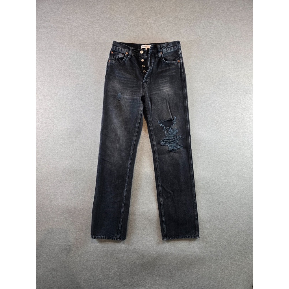 Re/Done Jeans Womens Size 26β Black 90s High Rise Loose Button Fly Distressed